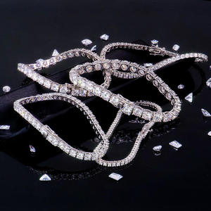 Pulsera de tenis de diamantes VVS premium, chapada en oro de dieciocho quilates sobre plata de ley, certificada por IGI, AMBER JEWELS, unisex, brillante - Product Image 2