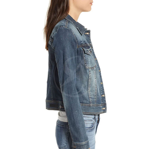 Veste en jean pour femme à manches longues, couleur unie, prix d'usine, avec service OEM en stock - Product Image 3