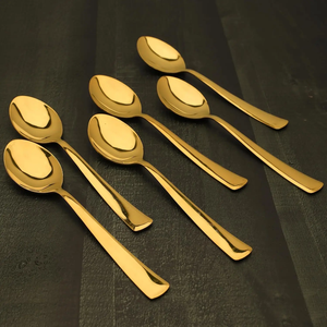 Brass Spoon <b>Set</b> Premium Dining Decoration Brass Spoon Custom Logo Mirror Polished Brass Cutlery <b>Cheap</b> price - Product Image 1