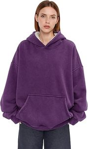 Sweat à capuche personnalisé avec logo, doublure en sherpa, style décontracté, coupe oversize, effet délavé, en molleton sherpa de luxe - Product Image 2