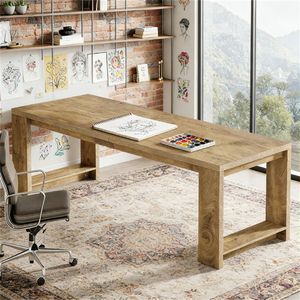 โต๊ะรับประทานอาหารทรงสี่เหลี่ยมผืนผ้า โต๊ะทำงานและอ่านหนังสือสำหรับสองคน เหมาะสำหรับการประชุม - Product Image 1