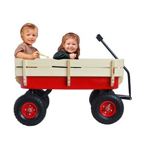 Carrello Utilitario in Legno Rosso con Pneumatici per Sport all'Aperto - Product Image 1