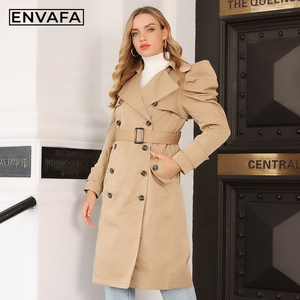 Gabardina de Alta Calidad para Mujer con Logotipo Personalizado, Gabardina Larga Cortavientos al por Mayor para Damas, Primavera, Otoño, Invierno - Product Image 4
