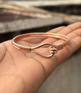 Pulseras Unisex de Cobre Puro y Ágata Hechas a Mano, Brazalete Magnético Único de Cobre Martillado - Product Image 5