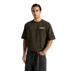 Mens O Neck Short Sleeve <b>T</b> <b>Shirts</b> Chest Patch <b>Pocket</b> Boxy Relaxed Fit Casual Streetwear Wholesale Custom OEMs Cotton Jersey Tees - Product Image 3