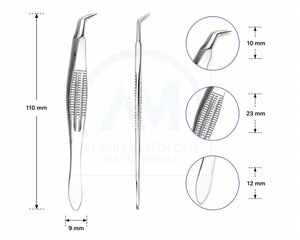 AL MIDA Castroviejo Pince de micro-ligature angulaire AMHC-R-377 en acier inoxydable, outil de suture ophtalmique, instrument chirurgical, prise en main facile - Product Image 5