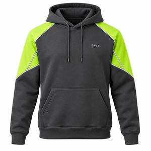 Men's <b>Hooded</b> <b>Fleece</b> Sweatshirt Raglan Sleeve Color Blocking Pocket Design Regular Fit Autumn Casual Wear - Product Image 1