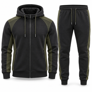 Custom Mens 360 GSM Lightweight 100% Polyester Fleece Winter Solid Eco-Friendly Tracksuit OEM Private Label Zip <b>Hoodie</b> Jogger - Product Image 1