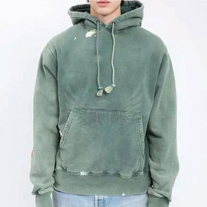 Sudadera con Capucha 100% Algodón con Lavado Ácido para Hombre, Ligera, de Secado Rápido, Personalizada con Impresión de Logotipo, Sólida, OEM, Gran Venta - Product Image 1