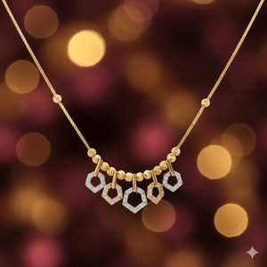 Chaîne en or 22 carats, pendentif géométrique moderne en or, bijoux de mariage indiens traditionnels, délicats - Product Image 3