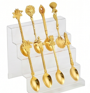 Cucharas de Té Doradas con Diseños de Timón de Barco, Ancla, Brújula, Faro y Sirena, Aptas para Lavavajillas, Juego de Cubiertos para Fiestas - Product Image 3