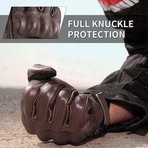 Guantes de Motocicleta de Cuero Premium con Protección, Puño Corto, para Conducción Urbana, Pantalla Táctil, Cómodos, con Protección para Pulgar y Dedos, Guantes de Carreras - Product Image 3