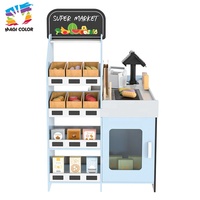 Ensemble de jeu de rôle en bois de supermarché de jeu d'enfants avec le jouet électrique W10A217 de caisse enregistreuse