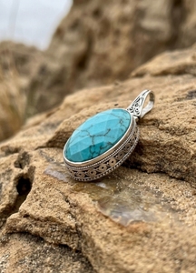 Sterling Silver Classic <b>Pendant</b> with Turquoise Gemstone Wholesale Fine & Charms in Oval Shape Jewelry <b>Birthstone</b> High Quality - Product Image 3