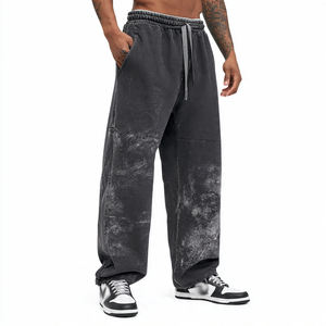 Survêtement homme Street Wide Legs Acid Wash, comprenant un sweat à capuche délavé à épaules tombantes et un pantalon de jogging baggy Stone Wash, effet délavé à l'acide - Product Image 2