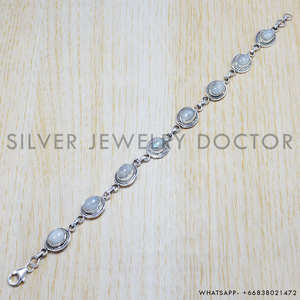 Bracelet en Pierre de Lune Arc-en-ciel Fait Main en Argent Massif 925 Bijoux Élégants Vente en Gros Bijoux Fins - Product Image 3