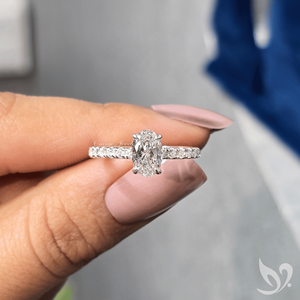 แหวนเพชรทรงรี 1 กะรัต เพชรเพาะเลี้ยงในห้องปฏิบัติการ ประดับเพชรเม็ดเดี่ยว |   แหวนทองคำขาว 10K รับรองโดย IGI - Product Image 5