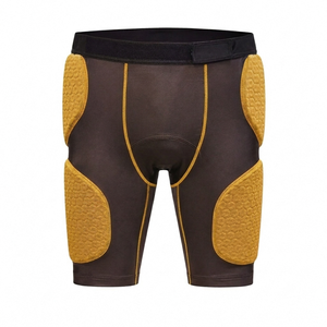 Shorts de compression rembourrés jaune moutarde pour adulte, personnalisables, en polyester, pour le football américain, avec positionnement des protections personnalisable. - Product Image 1