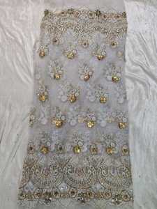 Nuevo Producto: Tela de Encaje Nigeriano de Lujo de Calidad Superior, 5 Yardas, con Pedrería, Patrón Intrincado y Exclusivo para Bodas - Product Image 1