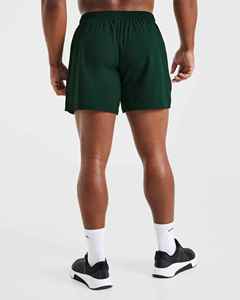 Pantalones Cortos Deportivos para Hombre, Color Verde Oscuro, de Secado Rápido, Cintura Elástica, Estilo Casual, Corte Medio, Tejido de Poliéster - Product Image 4