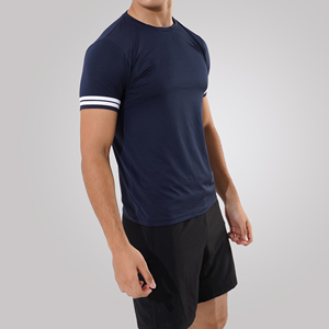เสื้อยืดโพลีเอสเตอร์ 100% สำหรับวิ่งออกกำลังกายผู้ชาย แห้งเร็ว แขนสั้น เสื้อกีฬาสีพื้น เสื้อยิม - Product Image 5