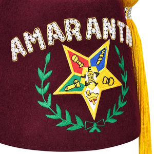 Chapeau fez maçonnique professionnel pour les fonctions de la loge, chapeau fez maçonnique rouge traditionnel avec broderie - Product Image 5