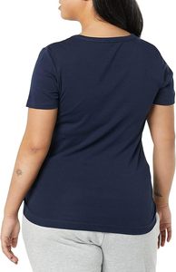 T-shirt décontracté pour femme, bleu marine, col en V, manches courtes, coupe classique, 100 % coton toile respirant, couleur unie compressée - Product Image 2