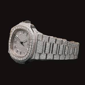 Nouvelle montre de luxe entièrement sertie de moissanite et de diamants ronds, avec lunette uniquement et fonction date automatique – Montre diamantée attrayante - Product Image 2