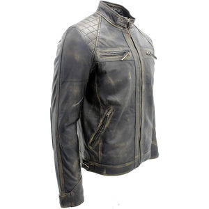 Chaqueta de Cuero Estilo Vintage para Hombre, Chaqueta Bomber de Cuero para Invierno, Chaquetas de Cuero con Cierre Completo y Diseño de Logotipo Personalizado - Product Image 4