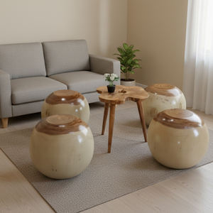 Taburete Esférico Moderno Ergonómico de Madera Maciza de Suar Natural, Mueble de Lujo Hecho a Mano para Decoración del Hogar y Proyectos Hoteleros - Product Image 4