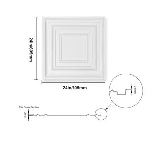 Piastrelle per Soffitto in PVC Premium, Confezione da 12, 24x24, Facili da Installare, Tagliabili, in Plastica, da Incollare per Comode Miglioramenti Domestici - Product Image 3