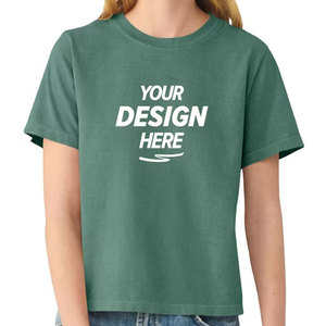 Maquette de T-shirt court vierge pour femme bleu clair, modèle numérique pour crop top - Product Image 1