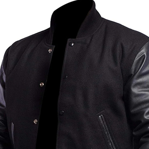 New Wholesale Black White Color Uniform Casual College <b>Men</b> Coats Embroidery Baseball Varisty Jackets for Winter - Product Image 3