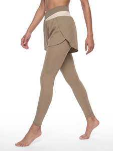 High Waist Yoga <b>Leggings</b> With <b>Short</b> Overlay Solid Color Seamless Four-Way Stretch Pants <b>Women</b> Fitness Workout Wear - Product Image 6
