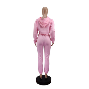100% Cotton Moisture-Wicking Ladies Casual Wear Fashion Cropped Tracksuits Long Sleeves Pullover Workout Girls Tracksuits Sets - Product Image 6