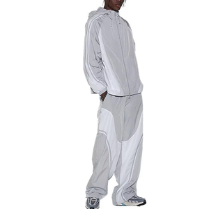 Survêtement unisexe en nylon respirant et léger, avec capuche, couleur contrastante, logo réfléchissant, effet délavé, idéal pour l'été – Vente en gros et personnalisation - Product Image 5