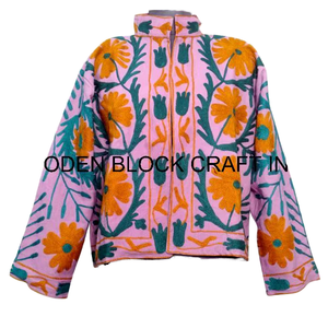 Chaqueta Suzani de Tela de Algodón 100% para Mujer, Nueva Tendencia, Hecha a Mano, Acolchada, Tejida, Transpirable, Abrigo Corto de Verano e Invierno, Estilo Regalo - Product Image 1