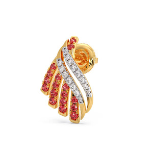 Golden Red Radiant <b>Wing</b> Statement diamond <b>Earrings</b> - Product Image 2