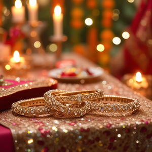 Sparkling Crystal Bracelets & <b>Bangles</b> <b>Set</b> 10575632GR_2.8 for Wedding & Festive Wear - Product Image 3
