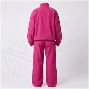 Women <b>Pink</b> <b>Tracksuit</b> Set Full Zip Stand Collar Sporty Style Breathable Polyester 2-Piece Jogger Suit Spring Wear - Product Image 2