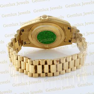 Nouvel arrivage Montre pour homme en acier inoxydable plaqué or 14 carats avec cadran romain et lunette cloutée D VVS Moissanite - Product Image 5