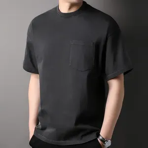 เสื้อยืดผู้ชายคุณภาพสูงสำหรับฤดูร้อน แขนสั้น สีดำฟอกหิน ผ้าฝ้าย สไตล์ฮิปฮอป สตรีทแวร์ - Product Image 3