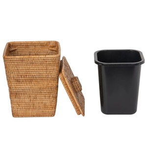 <b>Square</b> Waste <b>Basket</b> and Trash Bin with Lid Handmade Storage <b>Basket</b> Wholesale eco-friendly Made in Viet Nam - Product Image 3