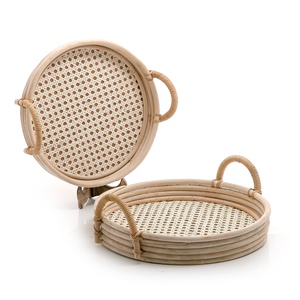 <b>Rattan</b> tray for jewelry display & serving handmade natural woven trays <b>dining</b> <b>table</b> accessory - Product Image 2