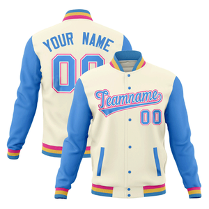 Blouson de baseball universitaire tendance pour homme, violet clair et bleu poudré, sportif, entièrement zippé, imperméable et coupe-vent - Product Image 4