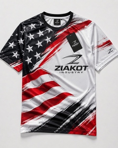 ZIAKOT industry New design Men's Custom White Red-Black 3D American Flag Patriotic Performance <b>T</b>-<b>Shirt</b> - Product Image 1