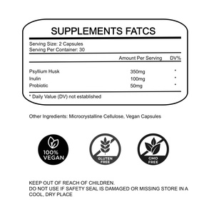 Rainwood OEM Complément Synbiotique Capsules de Psyllium <span class=keywords><strong>et</strong></span> Inuline <span class=keywords><strong>Prébiotique</strong></span> <span class=keywords><strong>et</strong></span> <span class=keywords><strong>Probiotique</strong></span> Nettoyant Quotidien en Fibres Fabricant - Product Image 3