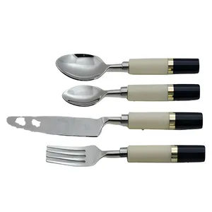 ชุดช้อนส้อมมีดหรูหราสไตล์วินเทจบาโรก ทำจากสแตนเลส 304 ขัดเงาสีทอง - Product Image 2