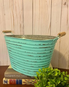 Maceta Decorativa de Metal Galvanizado Verde, Ideal para Jardines, Espacios Públicos, Parques y Paisajes del Hogar, de la India - Product Image 4
