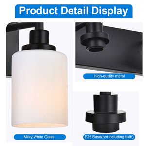 Modern Kitchen Bathroom <b>Light</b> Fixtures Black Wall <b>Sconce</b> with Milky White Glass Shade Vanity <b>Lights</b> for Modern Bathroom Vanities - Product Image 6